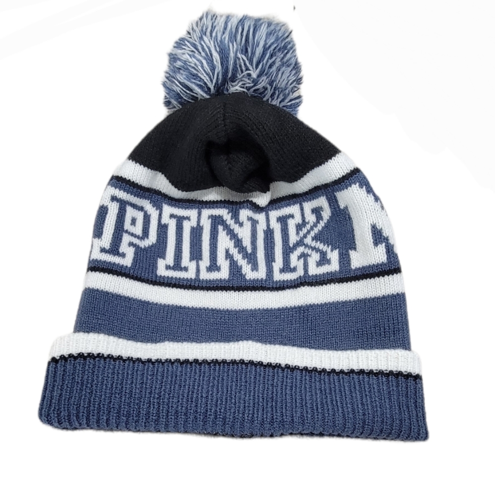 Pink Nation Blue‎  Pom Pom Winter Fall One-Size Beanie Hat
